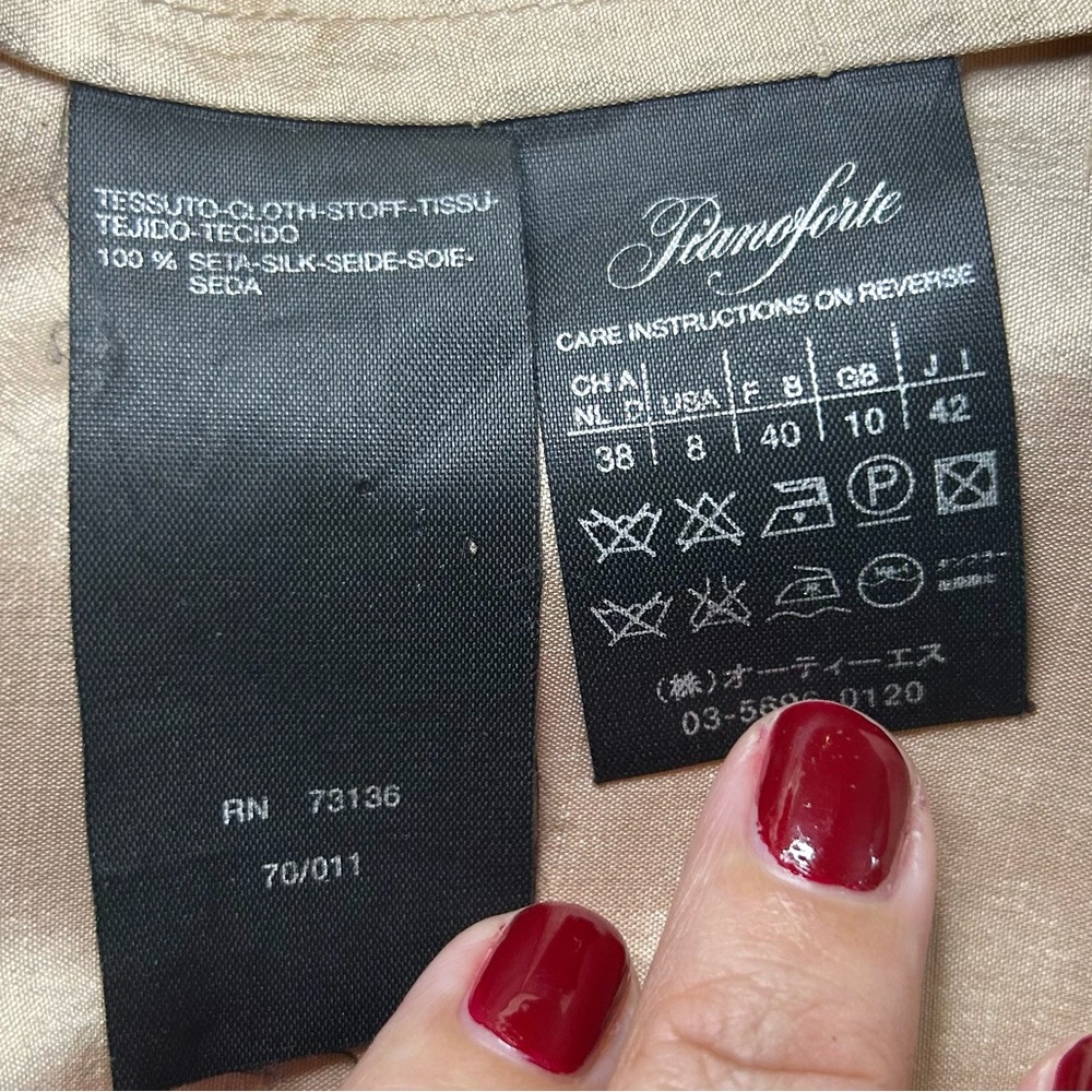 MaxMara 100% Silk Wrap Portrait Collar V-Neck Formal Party Top Size 8 - Picture 15 of 16